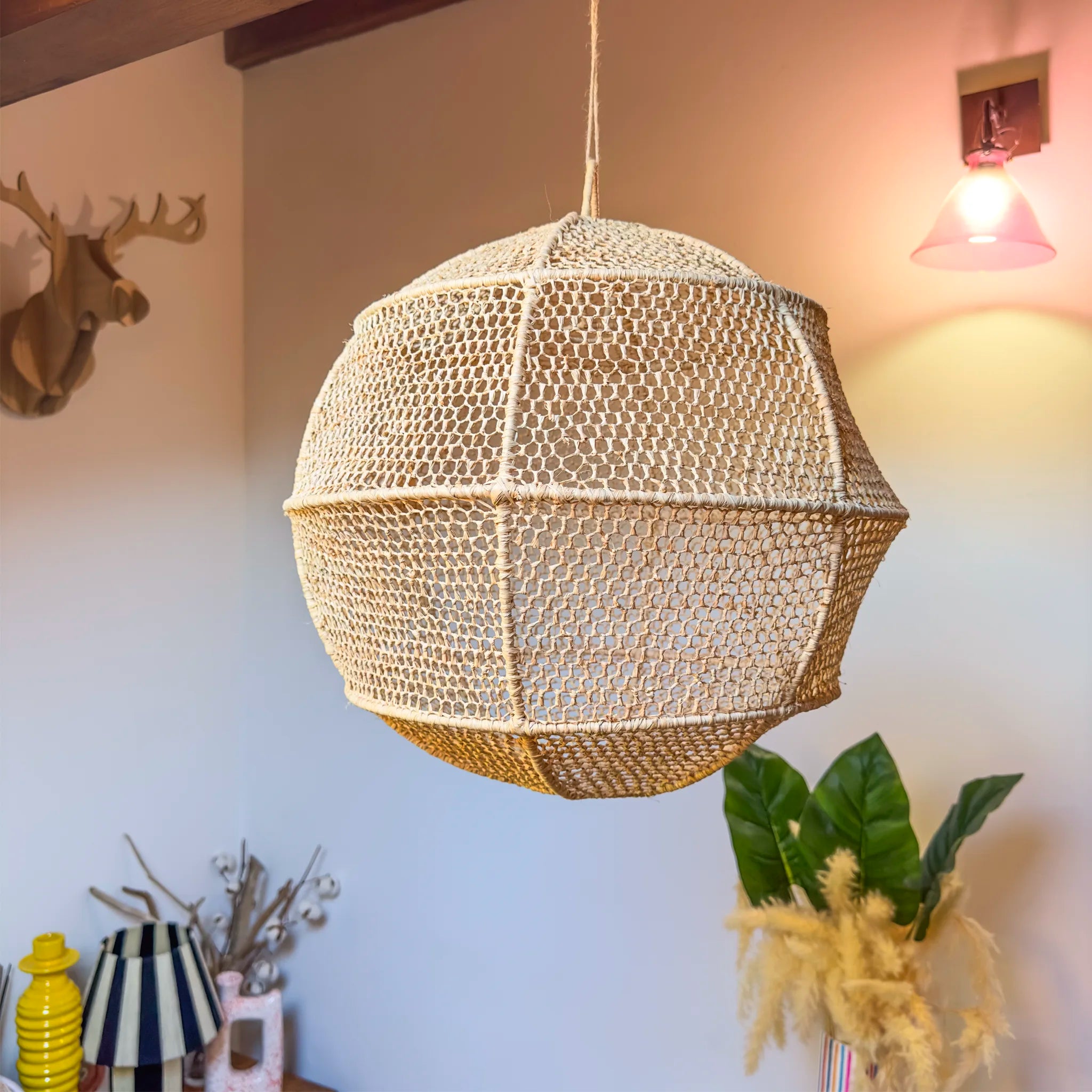 Ceiling Light Sphere Raphia - Casa