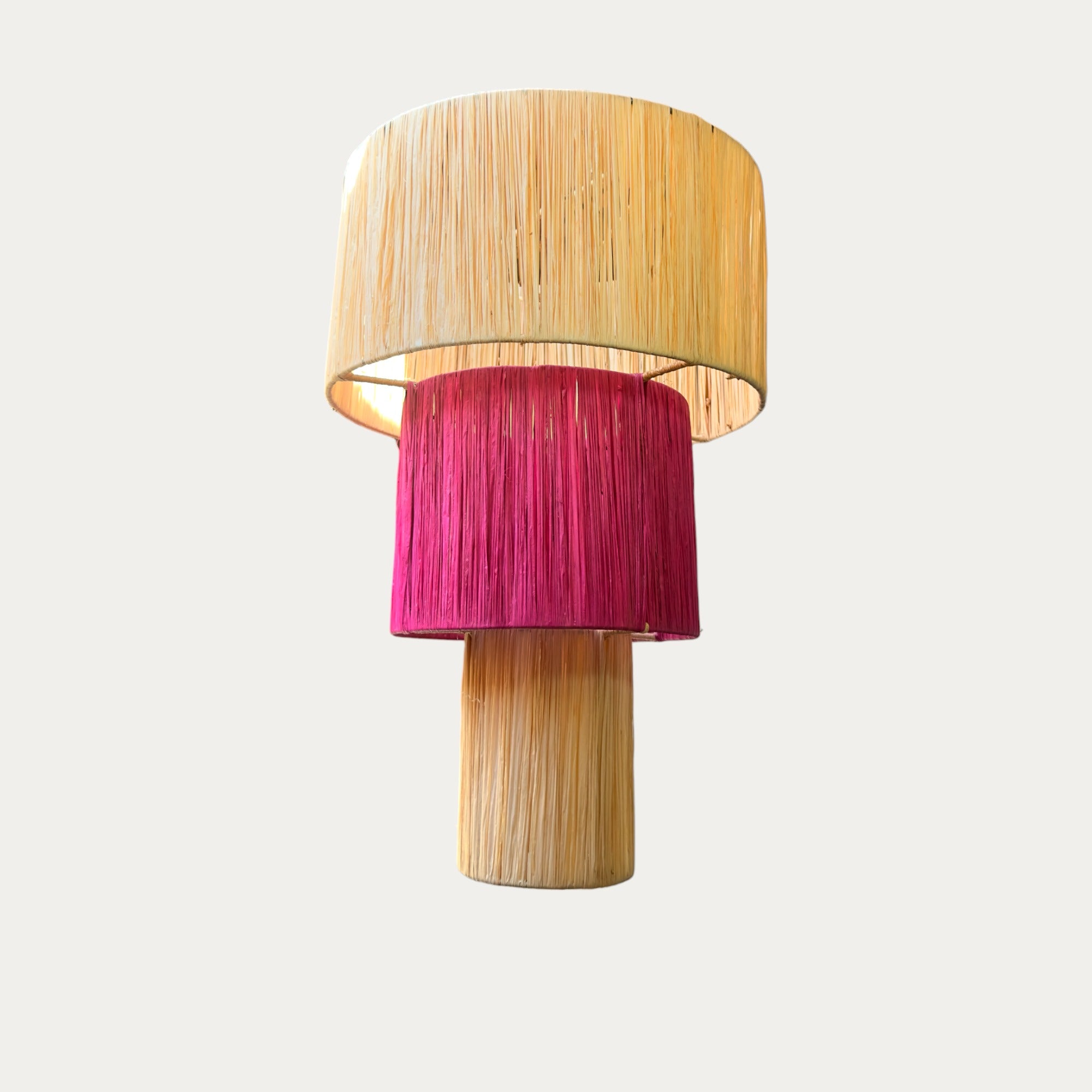 Ceiling Light Raphia Natural &amp; Pink