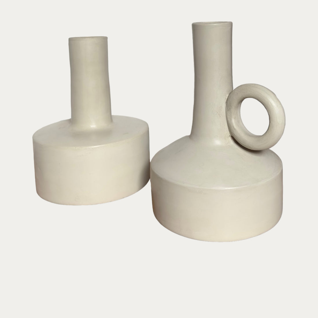 Set Of 2 Vases White Ceramic - Le Clara